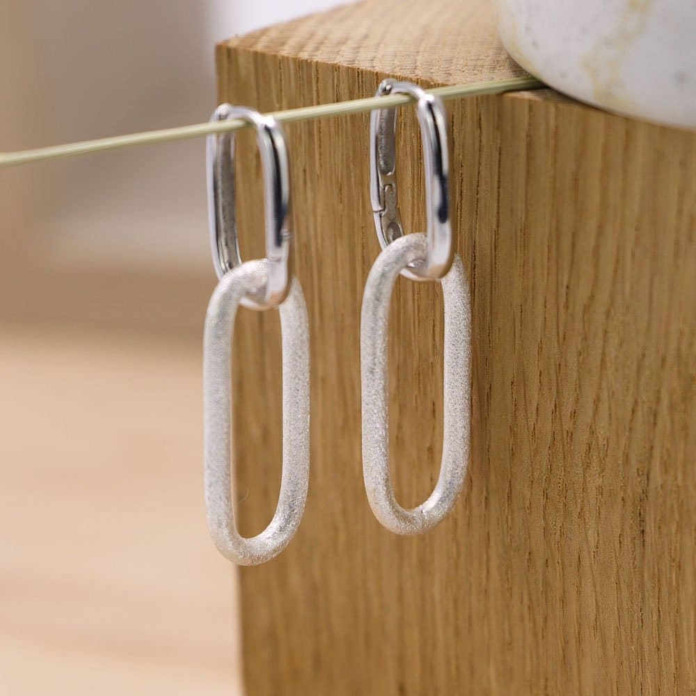 Boucles D'oreilles Créoles – Argent Et émail Bleu – Petite Taille – Occasion – Sans Marque